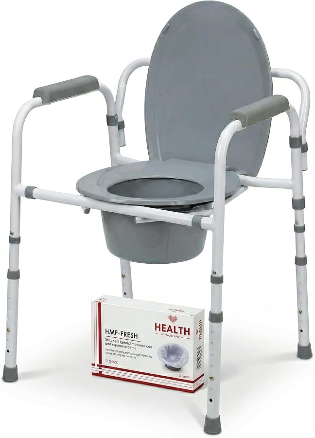 Sedia comoda WC 2 in 1 con braccioli e secchio